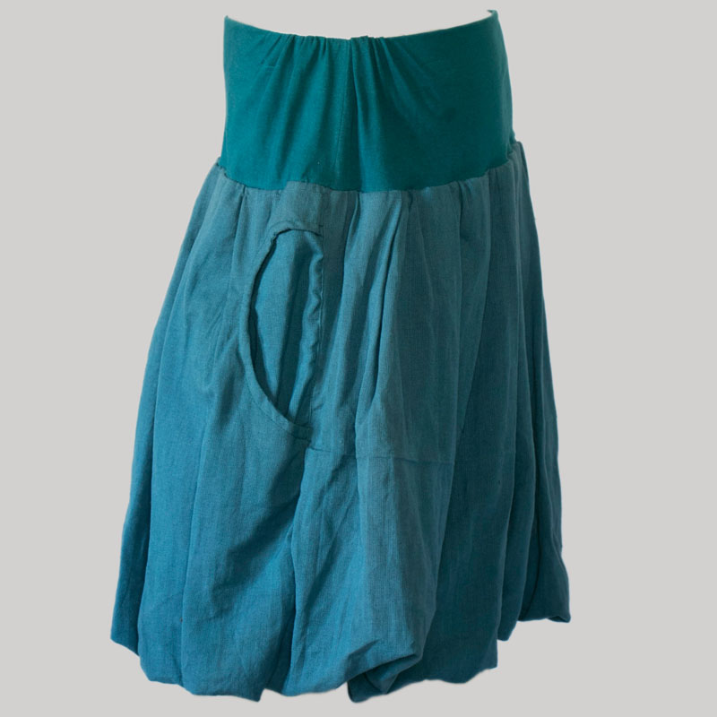 Women's balloon skirt with adjustable waistband (Blue) - Garments Nepal