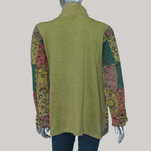 Dress high neck printed cotton fleece with razor & stone wash