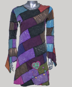 Dress jersey cotton multi color patches hand work & stone wash