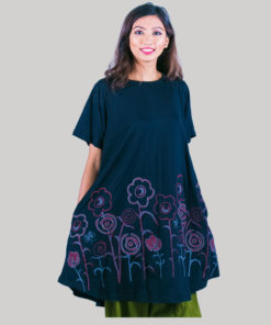 Women's a-line outline Tulip flower embroidery dress