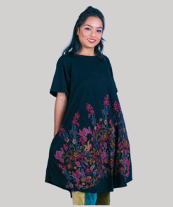 Women's a-line outline flower embroidery Dress