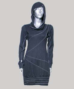 Dress long sleeve with hood cotton rib