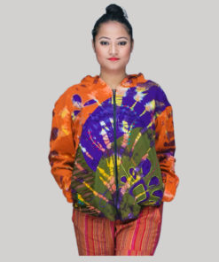jacket mix ti-dye rib cotton patches with hand work