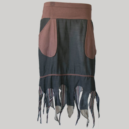 Gypsy skirt hand loom cotton asymmetrical fringes bottom
