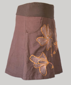 A-line skirt hand loom cotton with flower embroidery stitches