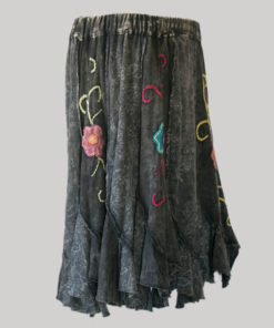 Gore skirt jersey cotton long panel print black side