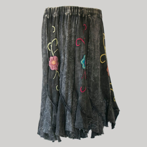 Gore skirt jersey cotton long panel print black side