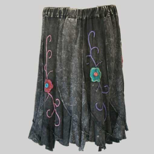 Gore skirt jersey cotton long panel print black back