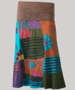 Gap midi wrap skirt with multi color patches (Brown) front