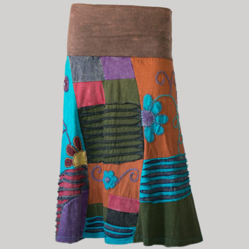 Gap midi wrap skirt with multi color patches (Brown) front