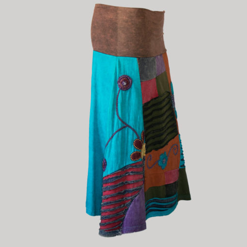 Gap midi wrap skirt with multi color patches (Brown) side