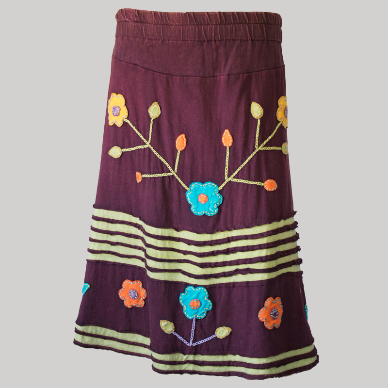 Asymmetrical patches gap midi wrap skirt (Maroon) - Garments Nepal