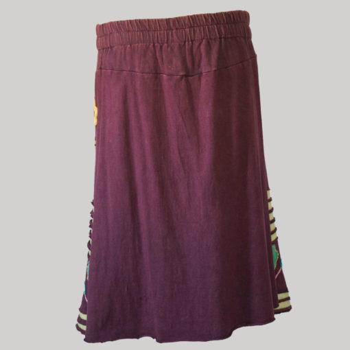 Asymmetrical patches gap midi wrap skirt (Maroon) back