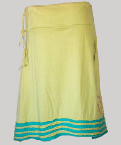 Gap midi wrap skirt with asymmetrical razor cut patches and embroidery (Yellow) back