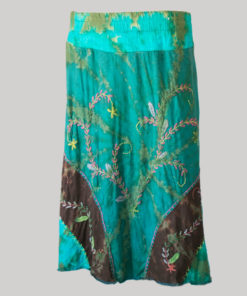 Embroidery stitches gap midi wrap skirt (Teal) front