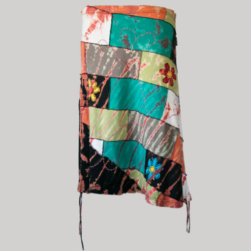 Gap midi wrap skirt with ti-dye patches front