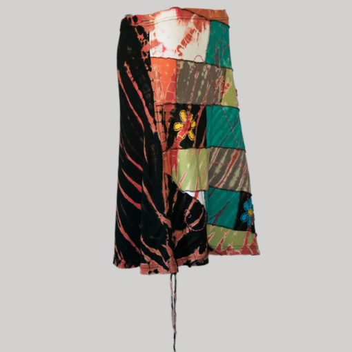 Gap midi wrap skirt with ti-dye patches side