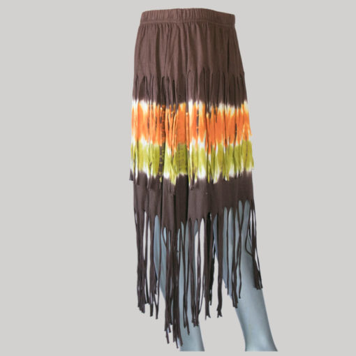 Aline skirt with fringes ti-dye (Brown) side