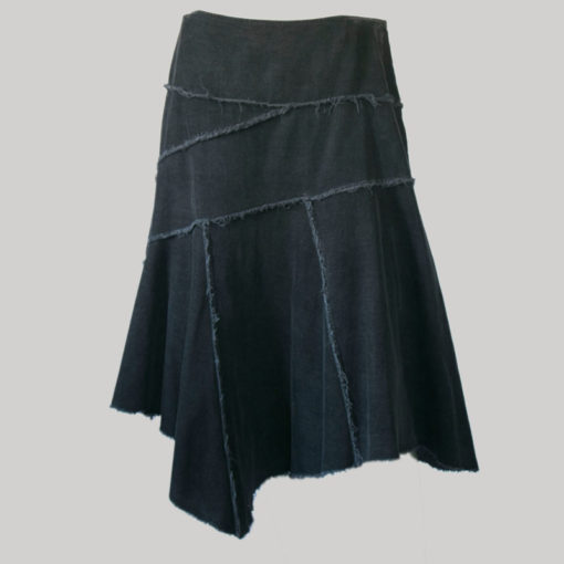 Handkerchief skirt cut-rise with asymmetrical patches (Black) front