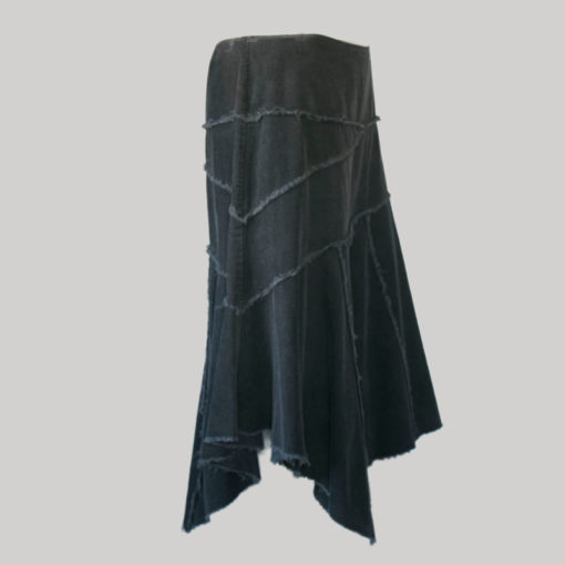 Handkerchief skirt cut-rise with asymmetrical patches (Black) side