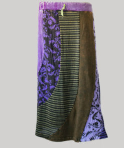 Gypsy skirt with printed mix panel patches stone wash back
