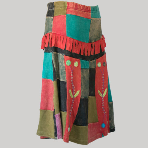 Mix patches gypsy rib skirt with hand work side