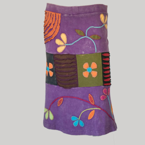Gypsy rib skirt with razor cut patches and hand work (Purple) front
