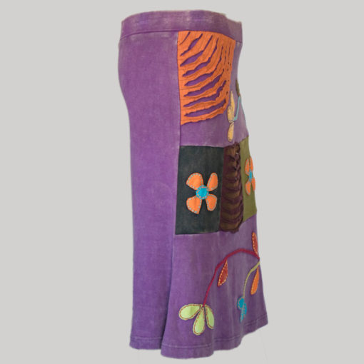 Gypsy rib skirt with razor cut patches and hand work (Purple) side