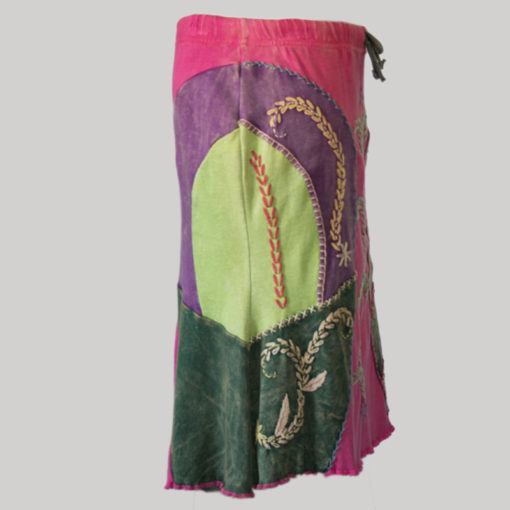 Gypsy rib skirt with hand work (Pink) side