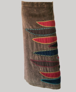 Bias cut velour skirt with block print (Brown) back