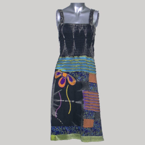Tank long dress rib cotton patches with razor & hand work