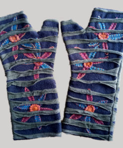 Polka-dot women's gloves with razor cut (Blue)