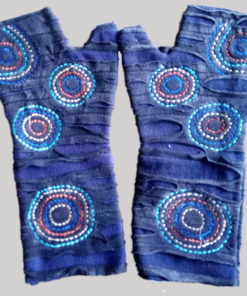 Women's gloves with polka-dot (Dark Blue)