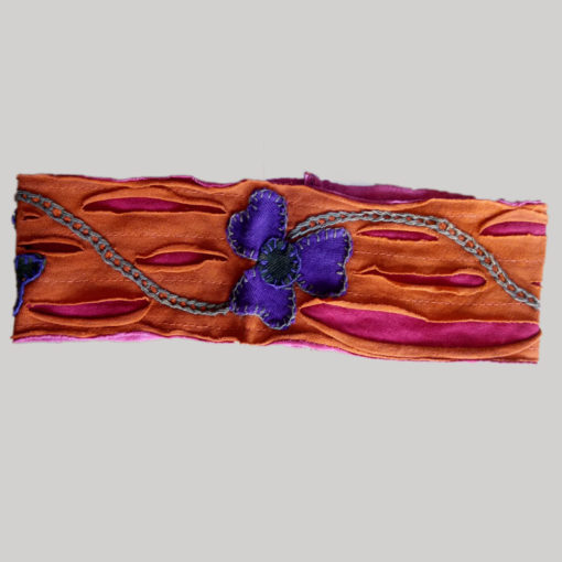 Women's headband or head scarf with flower hand work (Orange)