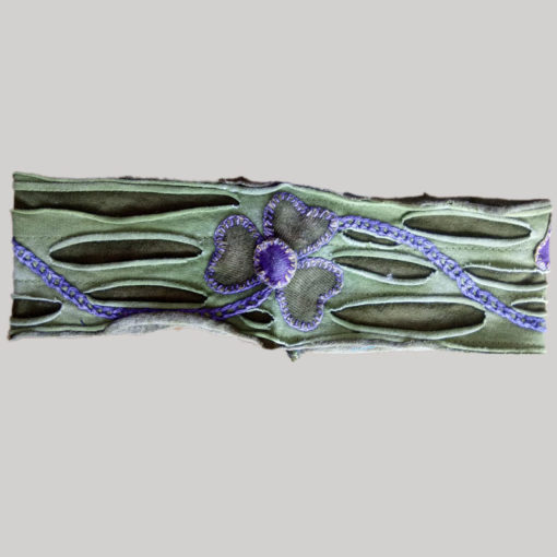 Women's headband or head scarf with flower hand work (Olive Green)