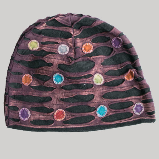 Symmetrical razor cut hat with mix color button patch (Maroon with Black)