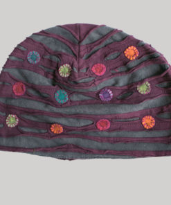 Symmetrical razor cut hat with mix color button patch (Maroon with Grey)