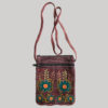 Women's passport bag with flower embroidery (Maroon)