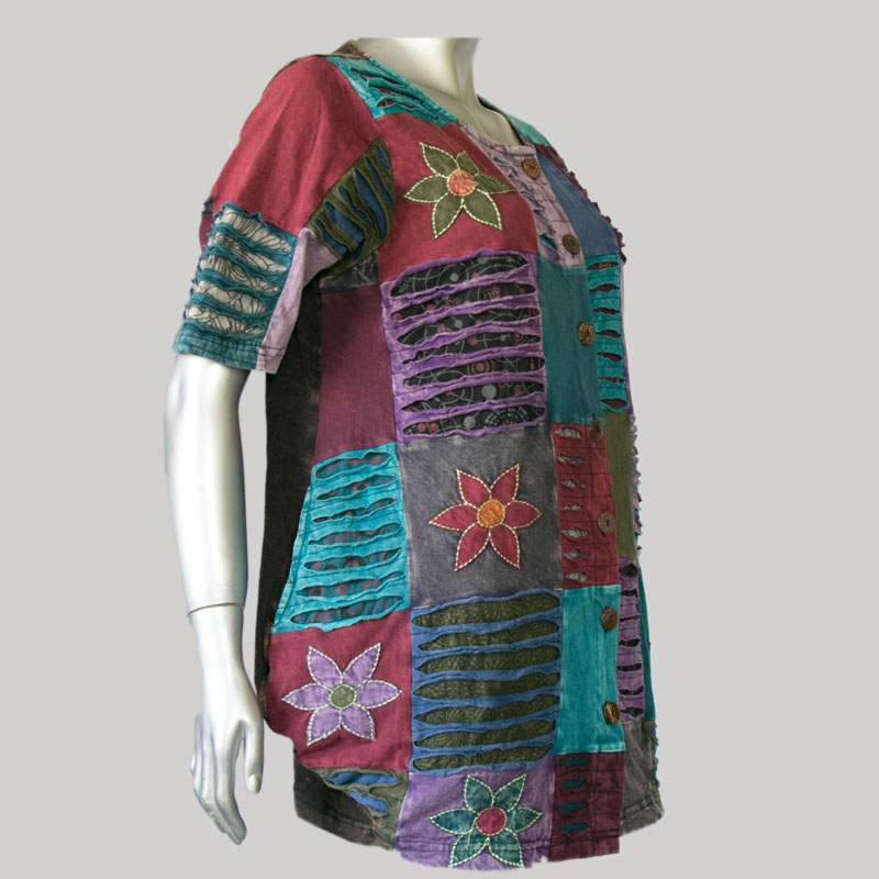 Dress jersey patches razor stone wash & embroidery - Garments Nepal