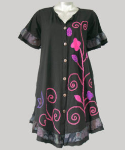 Dress jersey with flower hand work with gather