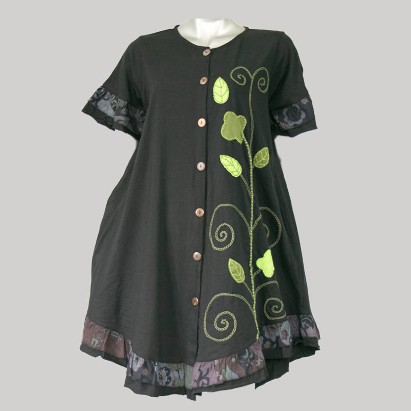 Dress jersey with flower hand work with gather - Garments Nepal