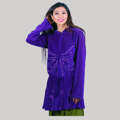 Frock jacket with embroidery stitches (Purple) side