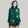 Women long rib jacket with embroidery flower stitches
