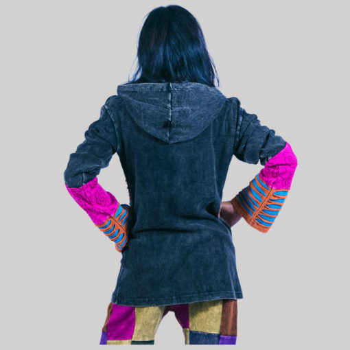 Razor cut multi color hand work patches jacket
