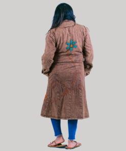 Hand loom women's long jacket (Brown)