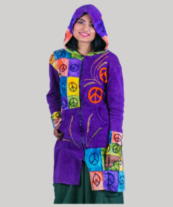 Block print women's long jacket (Purple)