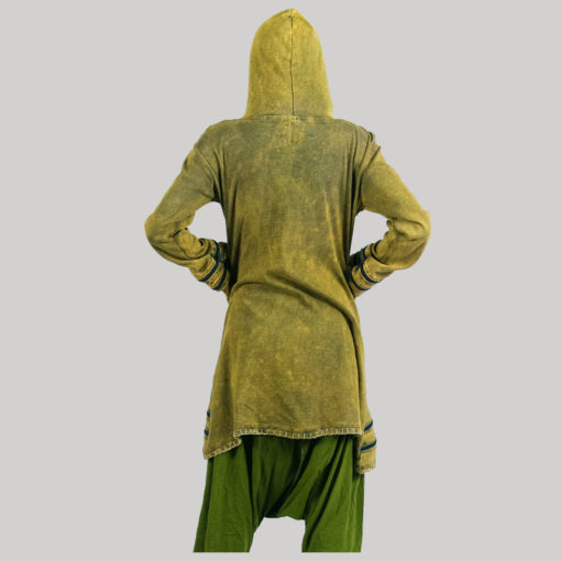 Women's long stone wash jacket (Olive Green)