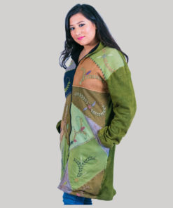 Women's long rib jacket(Olive Green)