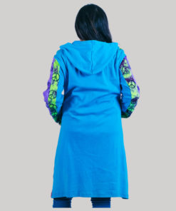 Women's long rib jacket with stone wash (Sky Blue)