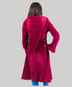 Women's long velvet jacket (Maroon)